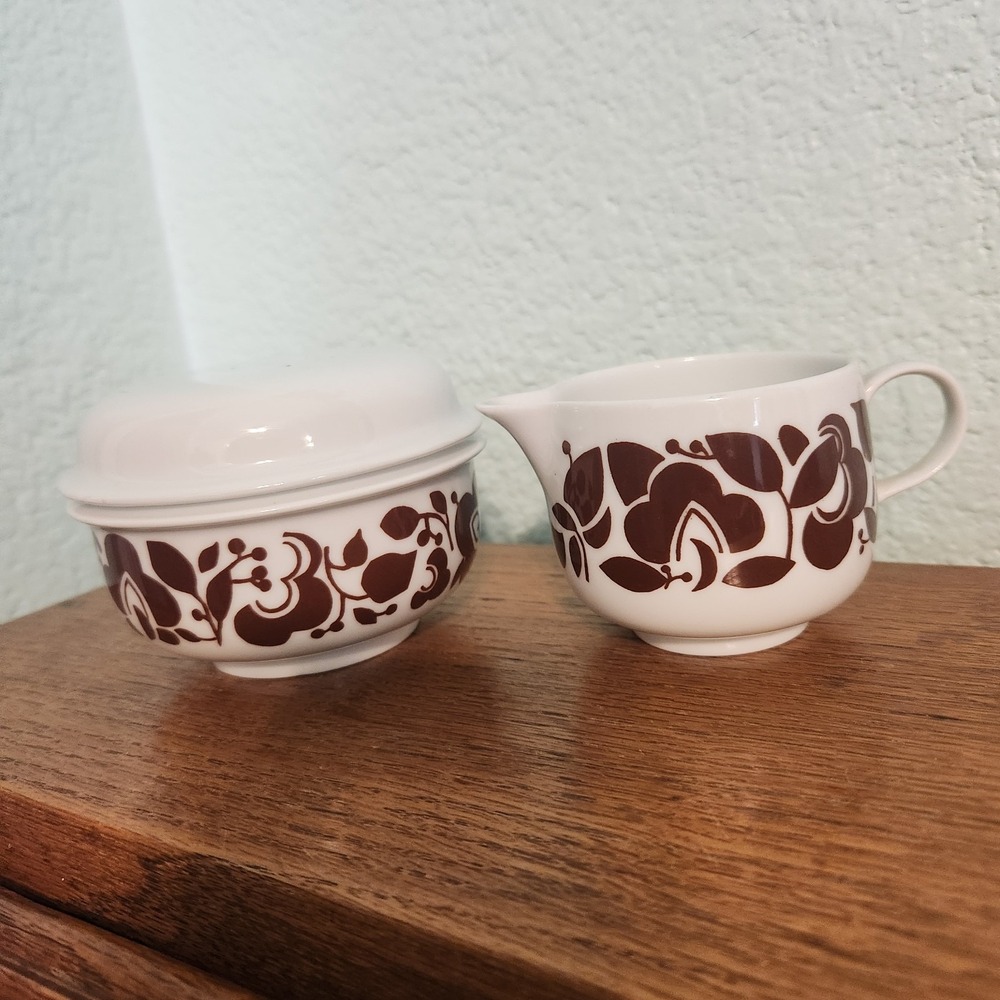 Vtg‎ 70s Melitta Tegeler Forst Germany Creamer & Sugar Pot lid Liselotte Kantner